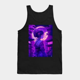 Purple neon Japanese girl Tank Top